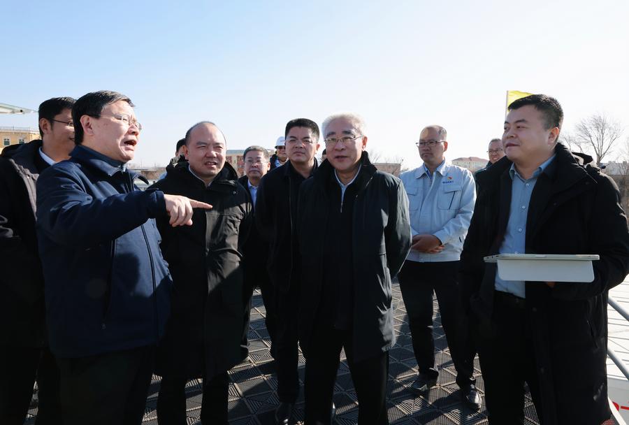 察看新馆土护降施工现场