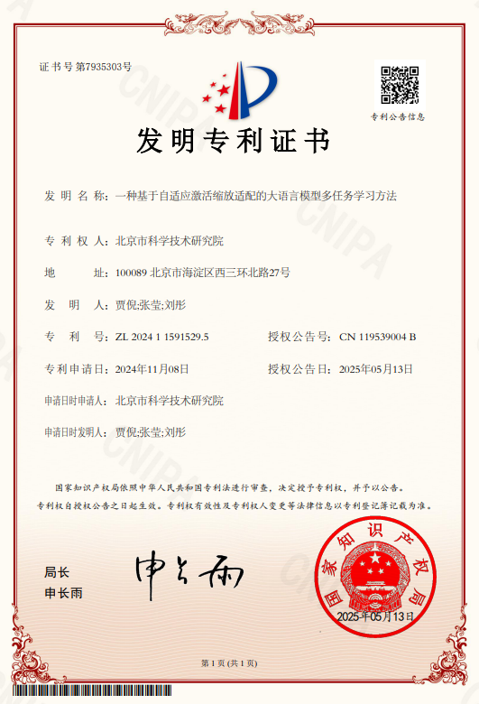 国家发明专利证书