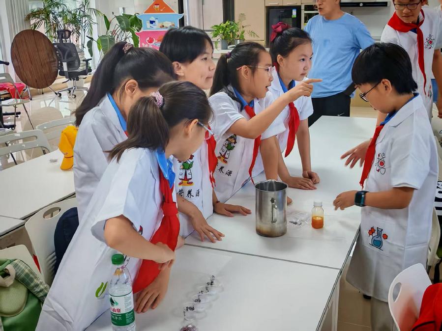 小学生们在做果冻实验